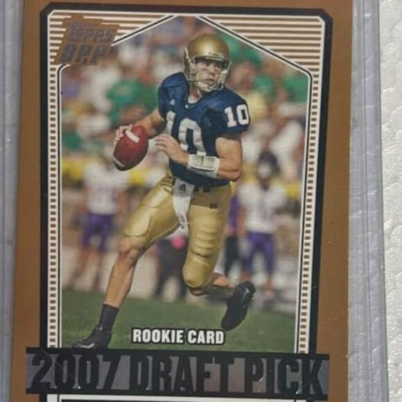 2007 Brady Quinn McFarland Browns Figurine & Topps Opp RC Card Notre Dame #101 - Picture 4 of 5